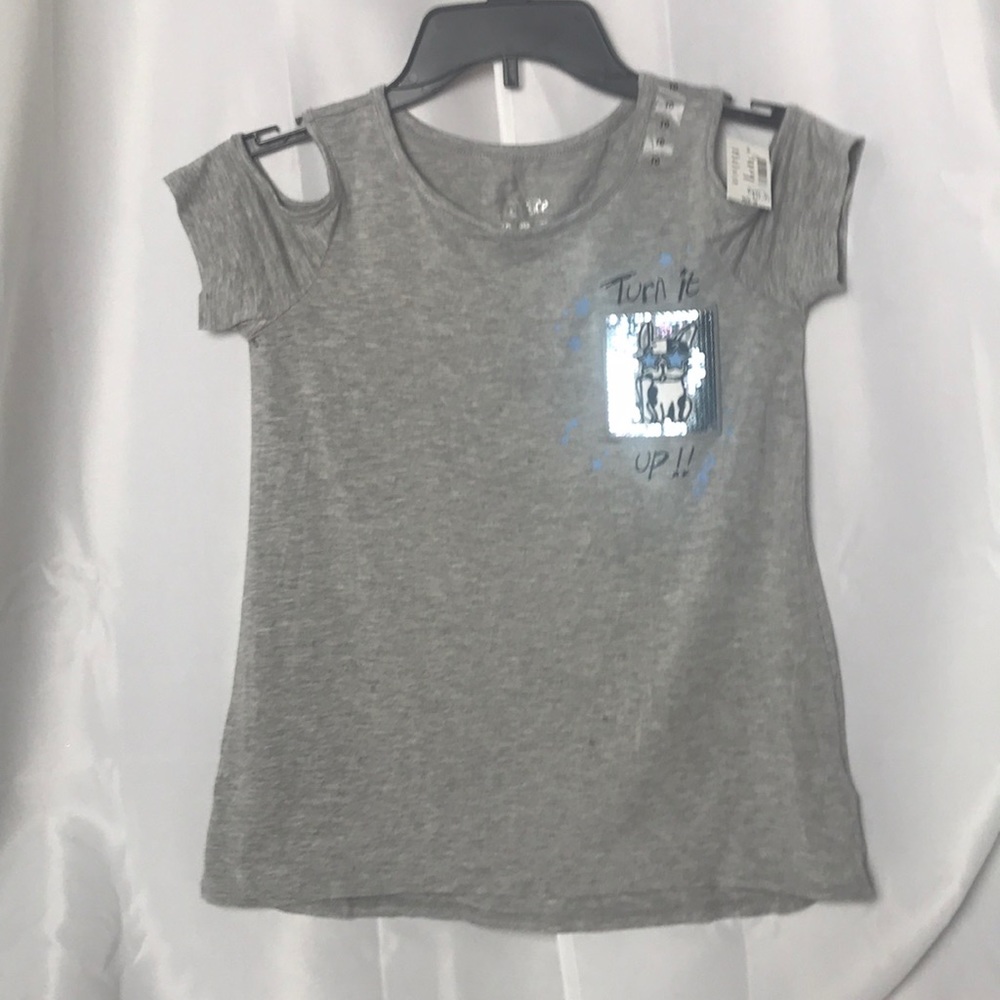 Grey cold shoulder T-shirt